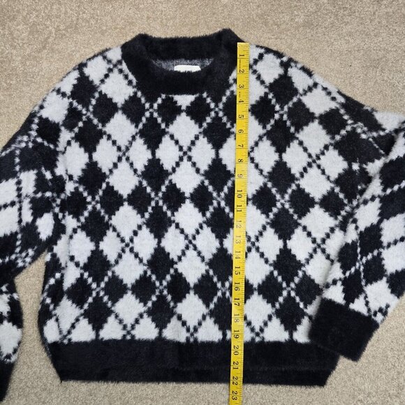 Abercrombie & Fitch Ultra Soft A&F Collection Argyle Sweater Crop Boxy Size M - Picture 6 of 7